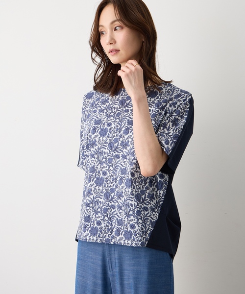 A/C DESIGN BY ALPHA CUBIC(エーシーデザインバイアルファキュービック)の「【Liberty】リバティプリントプルオーバー(Tシャツ/カットソー・レディース・イエロー/ネイビー/サックスブルー・M/L)」の8枚目の写真