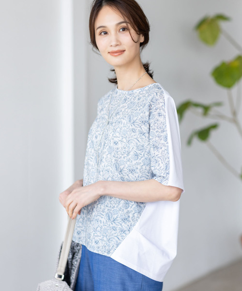 A/C DESIGN BY ALPHA CUBIC(エーシーデザインバイアルファキュービック)の「【Liberty】リバティプリントプルオーバー(Tシャツ/カットソー・レディース・イエロー/ネイビー/サックスブルー・M/L)」の18枚目の写真