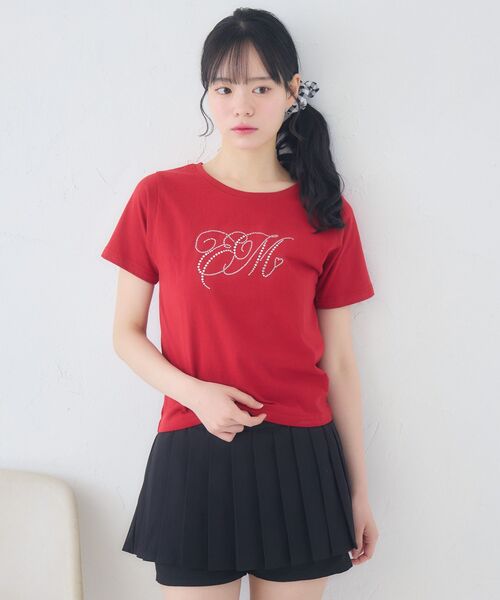 ems excite(エムズエキサイト)の「ビジューロゴTEE(Tシャツ/カットソー・レディース・オフホワイト/ピンク/ブラック/レッド・FREE)」の5枚目の写真