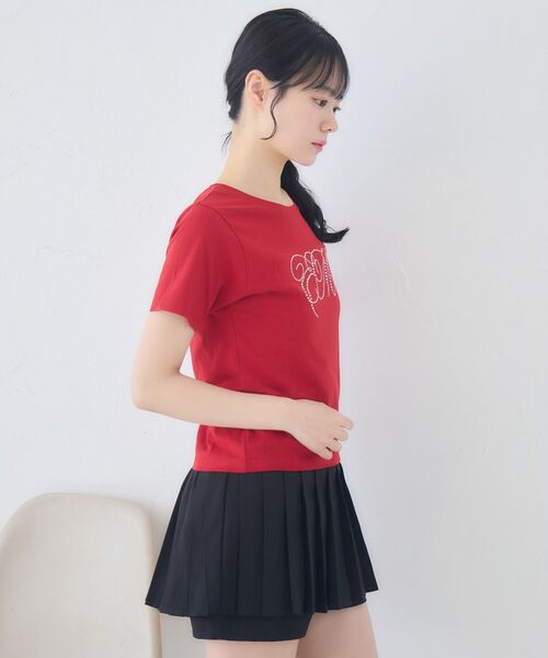 ems excite(エムズエキサイト)の「ビジューロゴTEE(Tシャツ/カットソー・レディース・オフホワイト/ピンク/ブラック/レッド・FREE)」の8枚目の写真