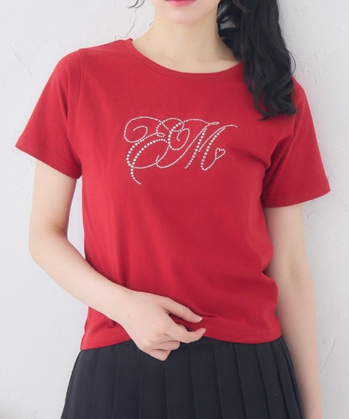 ems excite(エムズエキサイト)の「ビジューロゴTEE(Tシャツ/カットソー・レディース・オフホワイト/ピンク/ブラック/レッド・FREE)」の4枚目の写真