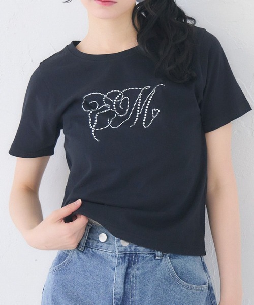 ems excite(エムズエキサイト)の「ビジューロゴTEE(Tシャツ/カットソー・レディース・オフホワイト/ピンク/ブラック/レッド・FREE)」の2枚目の写真