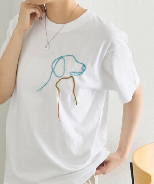 ear PAPILLONNER(イアパピヨネ)の「アニマルコードTシャツ【SUM1 STYLE】(Tシャツ/カットソー・レディース・ホワイト/ダークブラウン・FREE)」の2枚目の写真
