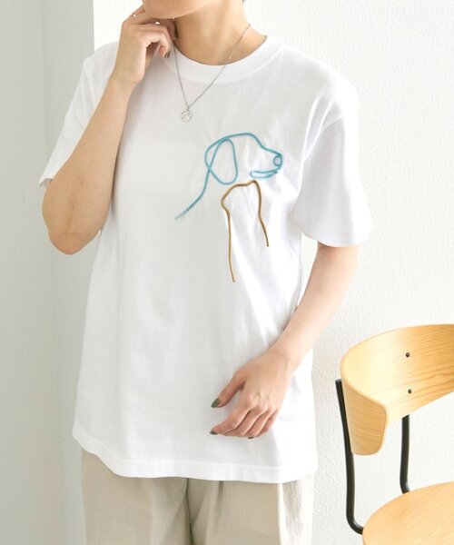 ear PAPILLONNER(イアパピヨネ)の「アニマルコードTシャツ【SUM1 STYLE】(Tシャツ/カットソー・レディース・ホワイト/ダークブラウン・FREE)」の3枚目の写真