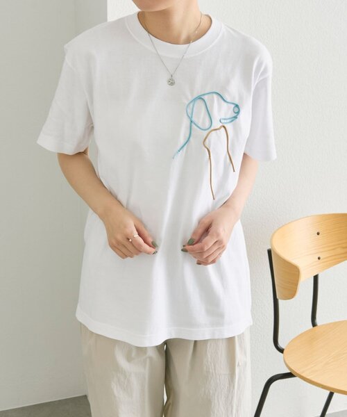 ear PAPILLONNER(イアパピヨネ)の「アニマルコードTシャツ【SUM1 STYLE】(Tシャツ/カットソー・レディース・ホワイト/ダークブラウン・FREE)」の4枚目の写真