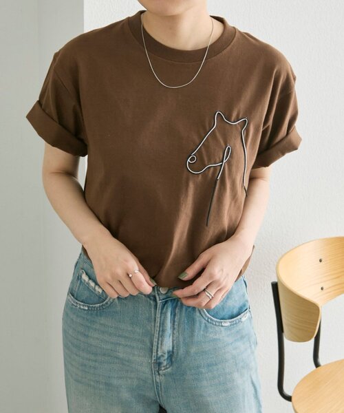 ear PAPILLONNER(イアパピヨネ)の「アニマルコードTシャツ【SUM1 STYLE】(Tシャツ/カットソー・レディース・ホワイト/ダークブラウン・FREE)」の19枚目の写真