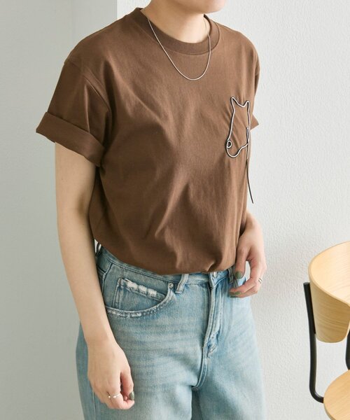 ear PAPILLONNER(イアパピヨネ)の「アニマルコードTシャツ【SUM1 STYLE】(Tシャツ/カットソー・レディース・ホワイト/ダークブラウン・FREE)」の20枚目の写真