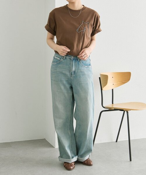 ear PAPILLONNER(イアパピヨネ)の「アニマルコードTシャツ【SUM1 STYLE】(Tシャツ/カットソー・レディース・ホワイト/ダークブラウン・FREE)」の22枚目の写真