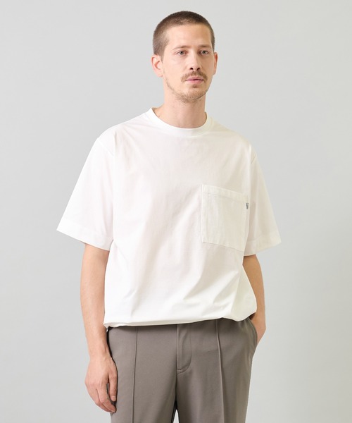 UNION STATION(ユニオンステーション)の「ペーパータッチドローコードTシャツ<ストレッチ・速乾・マシンウォッシャブル・イージーケア接触冷感>(Tシャツ/カットソー・メンズ・ネイビー/グレー/ホワイト・L)」の1枚目の写真