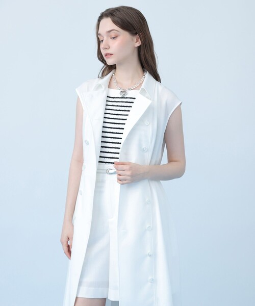 ANAYI(アナイ)の「ドライスラブステンカラージレ ワンピース〈セットアップ対応商品〉(ワンピース・レディース・ネイビー/ホワイト/ブルー・38/36)」の4枚目の写真