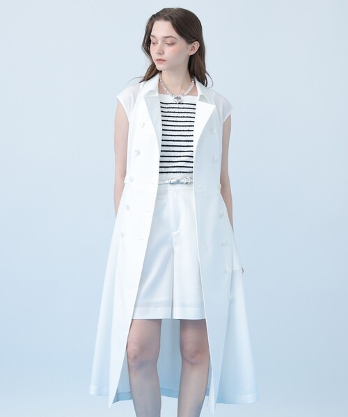 ANAYI(アナイ)の「ドライスラブステンカラージレ ワンピース〈セットアップ対応商品〉(ワンピース・レディース・ネイビー/ホワイト/ブルー・38/36)」の5枚目の写真