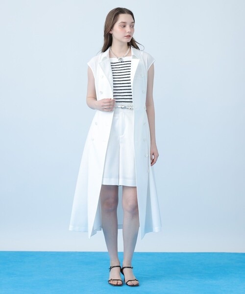 ANAYI(アナイ)の「ドライスラブステンカラージレ ワンピース〈セットアップ対応商品〉(ワンピース・レディース・ネイビー/ホワイト/ブルー・38/36)」の6枚目の写真