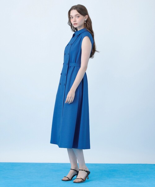 ANAYI(アナイ)の「ドライスラブステンカラージレ ワンピース〈セットアップ対応商品〉(ワンピース・レディース・ネイビー/ホワイト/ブルー・38/36)」の8枚目の写真