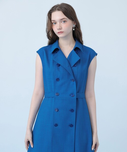 ANAYI(アナイ)の「ドライスラブステンカラージレ ワンピース〈セットアップ対応商品〉(ワンピース・レディース・ネイビー/ホワイト/ブルー・38/36)」の11枚目の写真
