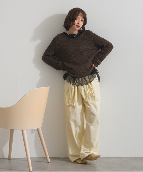 OandI(オーアンドアイ)の「異素材ミックスヤーンニットプルオーバー(ニット/セーター・レディース・アイボリー/ベージュ/ブラウン・FREE)」の10枚目の写真