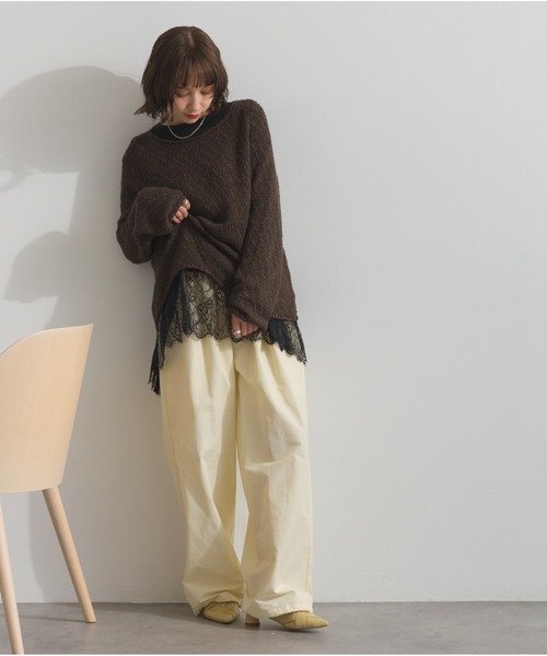 OandI(オーアンドアイ)の「異素材ミックスヤーンニットプルオーバー(ニット/セーター・レディース・アイボリー/ベージュ/ブラウン・FREE)」の14枚目の写真