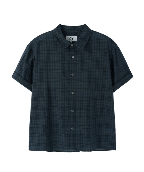 OY(オーワイ)の「『OY/オーワイ』CHECK ROLL-UP CROP/チェックロールアップクロップシャツ(シャツ/ブラウス・メンズ・ネイビー/ブラック/グレー・M/L)」の3枚目の写真