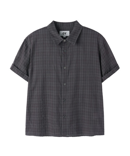 OY(オーワイ)の「『OY/オーワイ』CHECK ROLL-UP CROP/チェックロールアップクロップシャツ(シャツ/ブラウス・メンズ・ネイビー/ブラック/グレー・M/L)」の2枚目の写真
