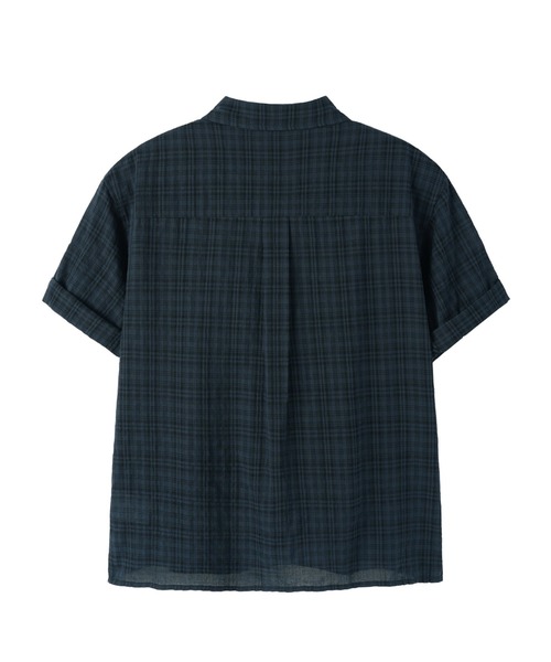 OY(オーワイ)の「『OY/オーワイ』CHECK ROLL-UP CROP/チェックロールアップクロップシャツ(シャツ/ブラウス・メンズ・ネイビー/ブラック/グレー・M/L)」の9枚目の写真