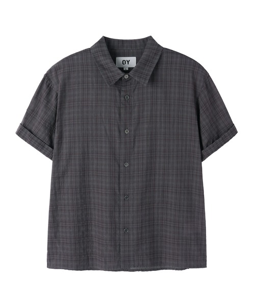 OY(オーワイ)の「『OY/オーワイ』CHECK ROLL-UP CROP/チェックロールアップクロップシャツ(シャツ/ブラウス・メンズ・ネイビー/ブラック/グレー・M/L)」の6枚目の写真