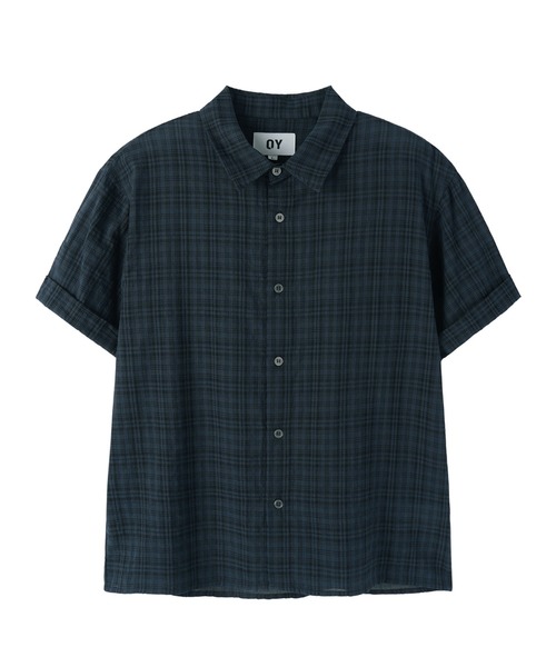 OY(オーワイ)の「『OY/オーワイ』CHECK ROLL-UP CROP/チェックロールアップクロップシャツ(シャツ/ブラウス・メンズ・ネイビー/ブラック/グレー・M/L)」の8枚目の写真