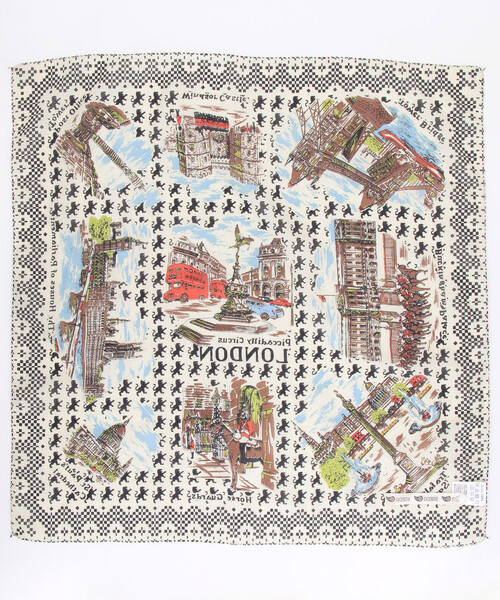 FREAK'S STORE(フリークスストア)の「Bindu/ビンドゥー 64cm London Map Scarf/London マップ 64スカーフ(バンダナ/スカーフ・レディース・ナチュラル・ONE SIZE)」の2枚目の写真