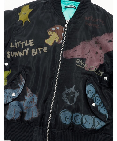 Little sunny bite(リトルサニーバイト)の「little sunny bite x Paula Grenouille doodle MA1(MA-1・レディース・カーキ/ブラック/ピンク・SMALL/MEDIUM)」の12枚目の写真