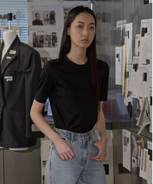 EMKM（ウウムキイム）の「ミニマルコットン半袖Tシャツ_BLACK（Tシャツ/カットソー）」