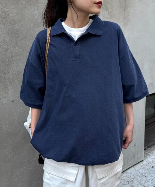 CIAOPANIC TYPY(チャオパニックティピー)の「【UNISEX】ピグメント加工メッシュポロ(ポロシャツ・レディース・ネイビー/ブラウン/チャコールグレー・MEDIUM/LARGE)」の3枚目の写真
