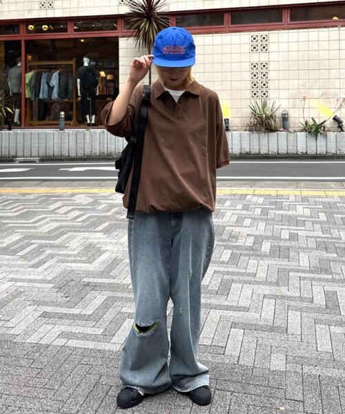 CIAOPANIC TYPY(チャオパニックティピー)の「【UNISEX】ピグメント加工メッシュポロ(ポロシャツ・レディース・ネイビー/ブラウン/チャコールグレー・MEDIUM/LARGE)」の5枚目の写真