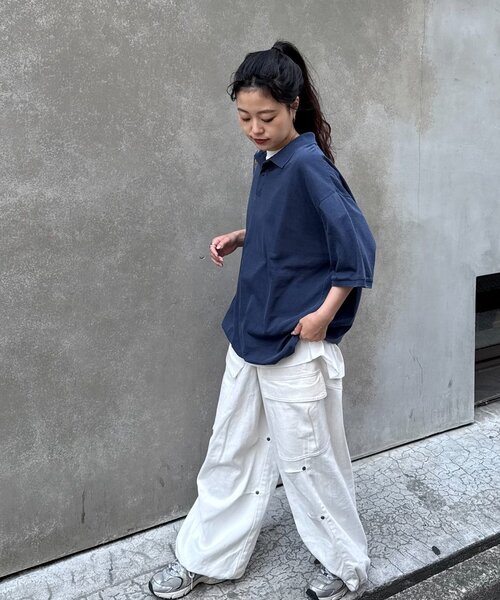 CIAOPANIC TYPY(チャオパニックティピー)の「【UNISEX】ピグメント加工メッシュポロ(ポロシャツ・レディース・ネイビー/ブラウン/チャコールグレー・MEDIUM/LARGE)」の6枚目の写真