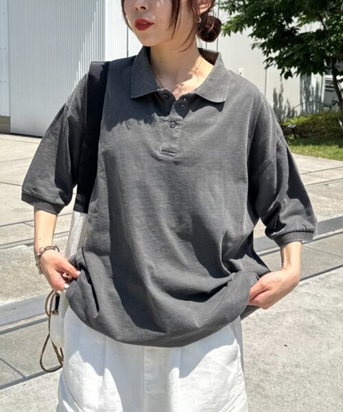 CIAOPANIC TYPY(チャオパニックティピー)の「【UNISEX】ピグメント加工メッシュポロ(ポロシャツ・レディース・ネイビー/ブラウン/チャコールグレー・MEDIUM/LARGE)」の8枚目の写真