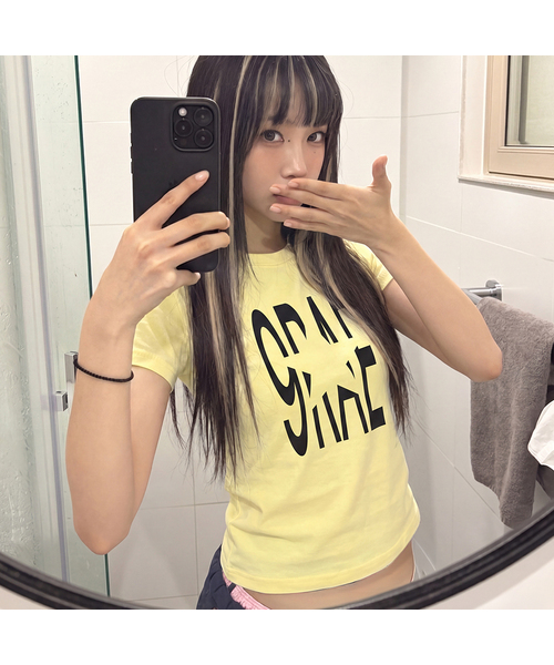 GRAVER（グレーバー）の「[ユニセックス]9RAE STAR 半袖Tシャツ_5カラー（Tシャツ/カットソー・レディース・ブラック/ホワイト/ホワイト系/イエロー/スカイブルー/ライム・MEDIUM/LARGE/X-SMALL/SMALL）」の6枚目の写真