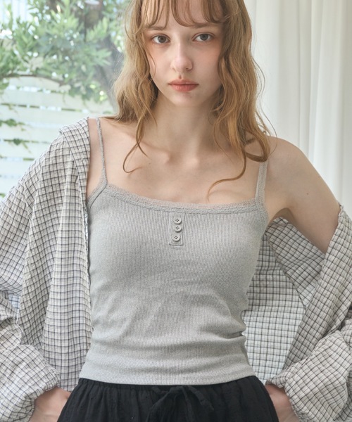 Birthday room（バースデイルーム）の「レースカップ付キャミソール/Camisole with lace cups（キャミソール・レディース・ライトグリーン/グレー/ピンク/アイボリー・FREE）」の12枚目の写真