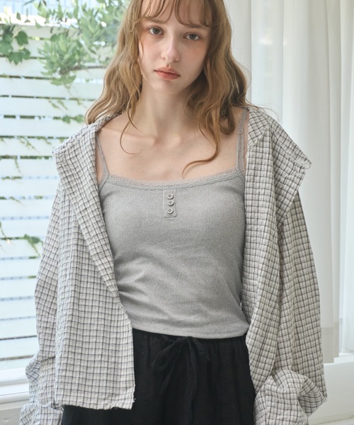 Birthday room（バースデイルーム）の「レースカップ付キャミソール/Camisole with lace cups（キャミソール・レディース・ライトグリーン/グレー/ピンク/アイボリー・FREE）」の13枚目の写真