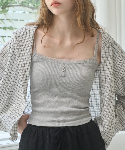 Birthday room（バースデイルーム）の「レースカップ付キャミソール/Camisole with lace cups（キャミソール・レディース・ライトグリーン/グレー/ピンク/アイボリー・FREE）」の15枚目の写真
