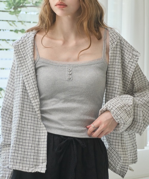 Birthday room（バースデイルーム）の「レースカップ付キャミソール/Camisole with lace cups（キャミソール・レディース・ライトグリーン/グレー/ピンク/アイボリー・FREE）」の20枚目の写真