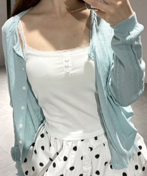 Birthday room（バースデイルーム）の「レースカップ付キャミソール/Camisole with lace cups（キャミソール・レディース・ライトグリーン/グレー/ピンク/アイボリー・FREE）」の8枚目の写真
