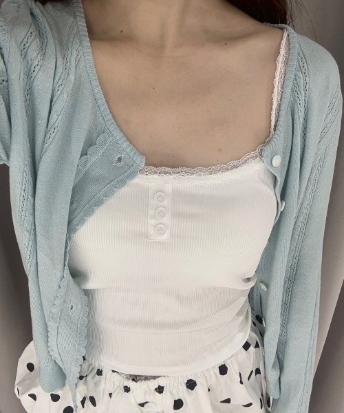 Birthday room（バースデイルーム）の「レースカップ付キャミソール/Camisole with lace cups（キャミソール・レディース・ライトグリーン/グレー/ピンク/アイボリー・FREE）」の9枚目の写真