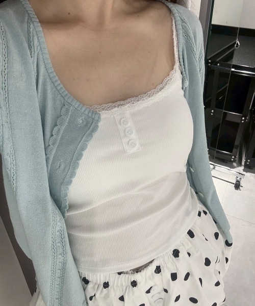 Birthday room（バースデイルーム）の「レースカップ付キャミソール/Camisole with lace cups（キャミソール・レディース・ライトグリーン/グレー/ピンク/アイボリー・FREE）」の11枚目の写真