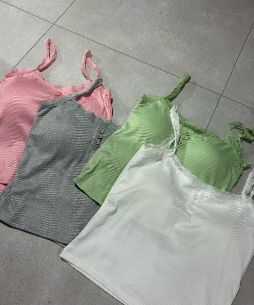 Birthday room（バースデイルーム）の「レースカップ付キャミソール/Camisole with lace cups（キャミソール・レディース・ライトグリーン/グレー/ピンク/アイボリー・FREE）」の6枚目の写真