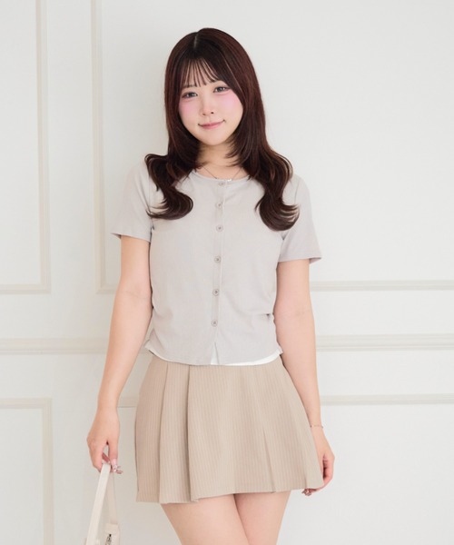 ALLuRing ChaRm(アリュリングチャーム)の「Faux Layered Cardigan / フェイクレイヤードカーディガン(シャツ/ブラウス・レディース・ライトグレー/ブラック/ベージュ/ライトブルー・FREE)」の12枚目の写真