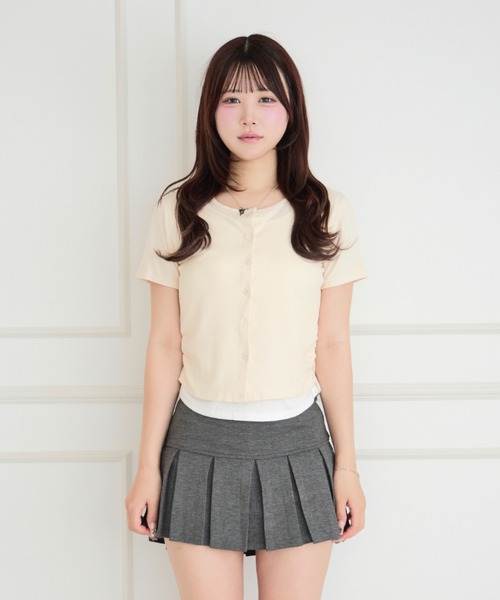 ALLuRing ChaRm(アリュリングチャーム)の「Faux Layered Cardigan / フェイクレイヤードカーディガン(シャツ/ブラウス・レディース・ライトグレー/ブラック/ベージュ/ライトブルー・FREE)」の19枚目の写真