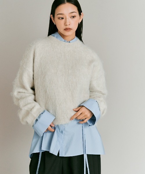 W:Huku(フーク)の「モヘア シャギー ショート ニット トップス / Mohair Shaggy Short Knit Top(ニット/セーター・レディース・ベージュ系その他/ライム/ブラウン/ブラック/チャコール・FREE)」の7枚目の写真