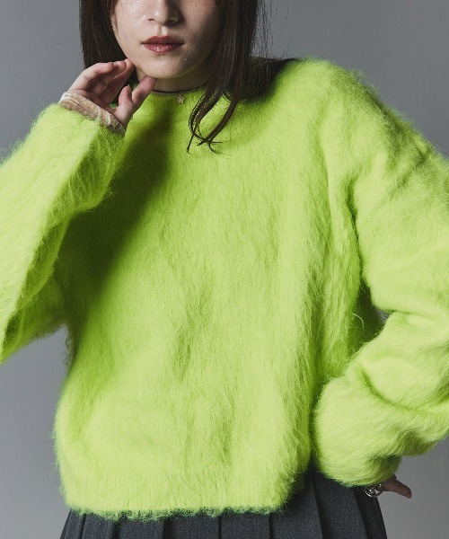 W:Huku(フーク)の「モヘア シャギー ショート ニット トップス / Mohair Shaggy Short Knit Top(ニット/セーター・レディース・ベージュ系その他/ライム/ブラウン/ブラック/チャコール・FREE)」の9枚目の写真