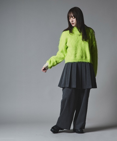 W:Huku(フーク)の「モヘア シャギー ショート ニット トップス / Mohair Shaggy Short Knit Top(ニット/セーター・レディース・ベージュ系その他/ライム/ブラウン/ブラック/チャコール・FREE)」の11枚目の写真