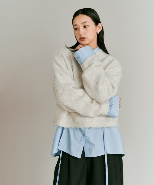 W:Huku(フーク)の「モヘア シャギー ショート ニット トップス / Mohair Shaggy Short Knit Top(ニット/セーター・レディース・ベージュ系その他/ライム/ブラウン/ブラック/チャコール・FREE)」の16枚目の写真