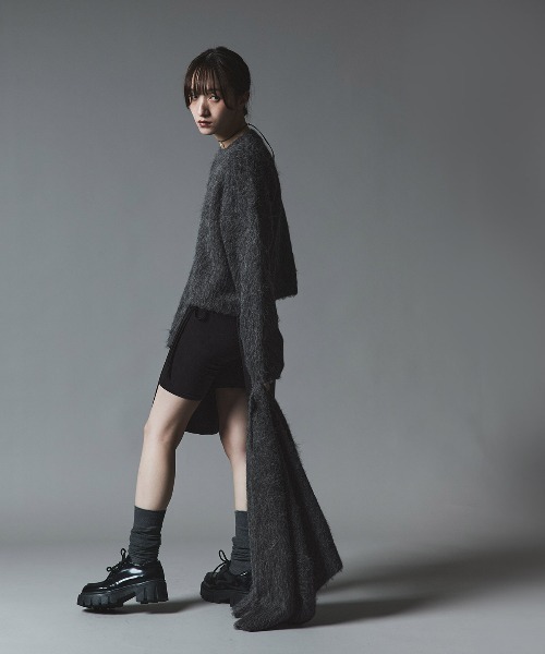 W:Huku(フーク)の「モヘア シャギー ショート ニット トップス / Mohair Shaggy Short Knit Top(ニット/セーター・レディース・ベージュ系その他/ライム/ブラウン/ブラック/チャコール・FREE)」の17枚目の写真