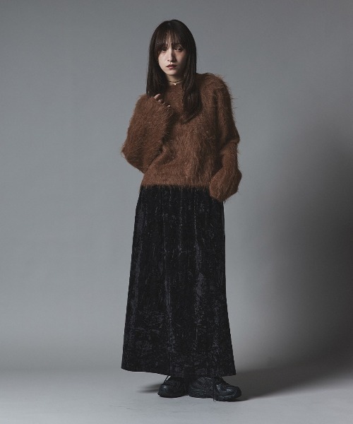 W:Huku(フーク)の「モヘア シャギー ショート ニット トップス / Mohair Shaggy Short Knit Top(ニット/セーター・レディース・ベージュ系その他/ライム/ブラウン/ブラック/チャコール・FREE)」の18枚目の写真