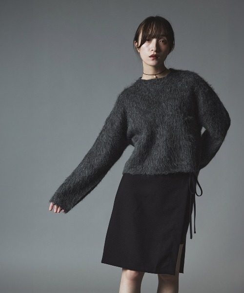 W:Huku(フーク)の「モヘア シャギー ショート ニット トップス / Mohair Shaggy Short Knit Top(ニット/セーター・レディース・ベージュ系その他/ライム/ブラウン/ブラック/チャコール・FREE)」の19枚目の写真